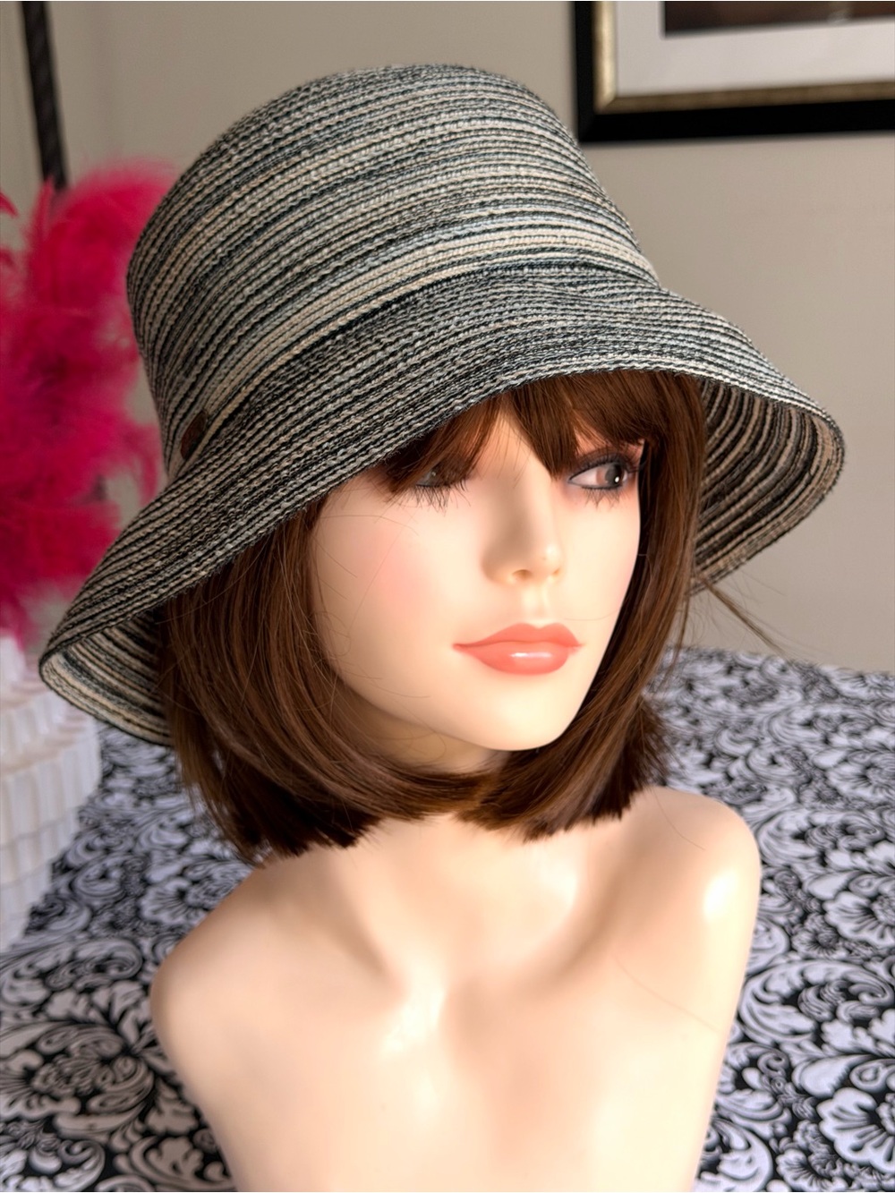 Sun ‘N’ Sand Woven Striped Cloche Sun Hat UPF 50+